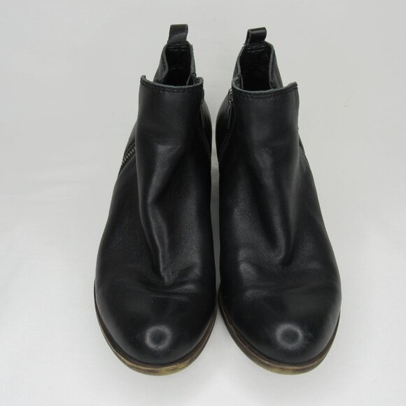 Lucky Brand Black Leather BASEL Heeled Ankle Boot Bootie Women's 7 - Picture 2 of 9